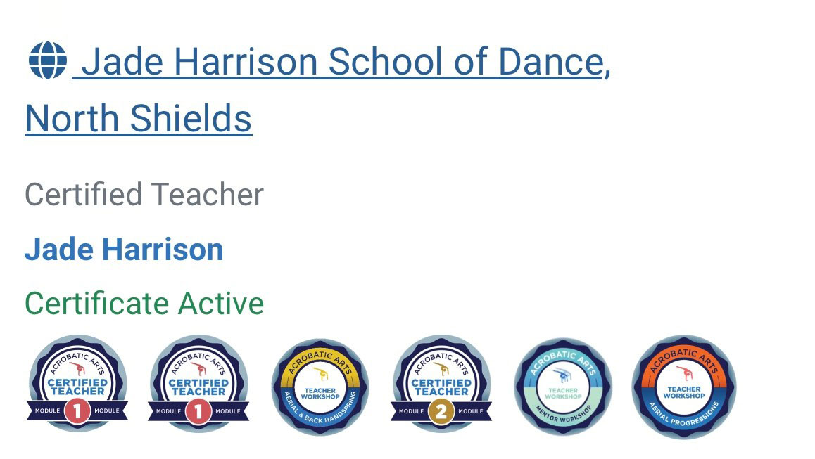 Jade Harrison Dane Teacher Qualification Badges 2025